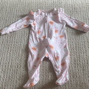 Old Navy Pink Pumpkin Patterned Footie